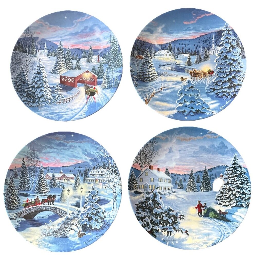 'Tis The Season: Christmas 1993 Series Collector's Plates Set of 4 by Jean Sias